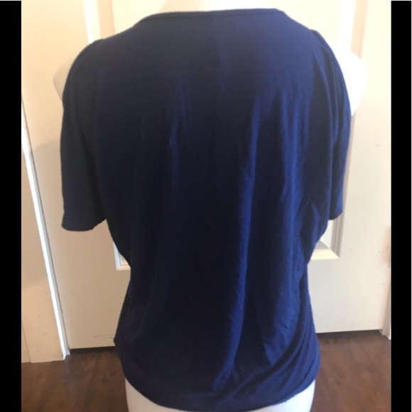 Gilmour Bamboo Rayon Blue Cold Shoulder Top - Picture 2 of 10